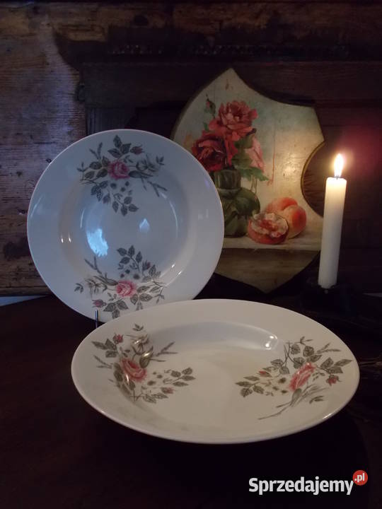 Porcelana Włocławek Zestaw2 Różane Talerze 1967 Porcelana i szkło Szczecin