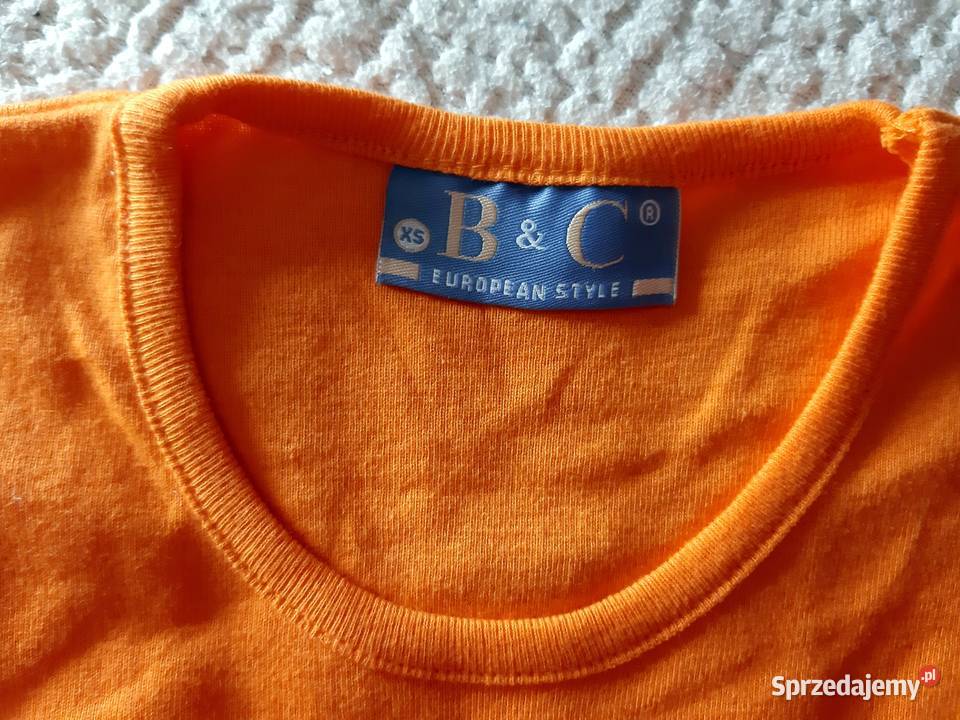 Pomarańczowa koszulka z bawełny Tshirt Vneck