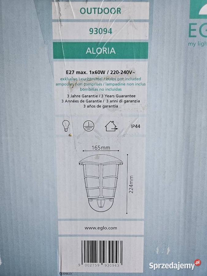 Lampa zewnętrzna kinkiet Aloria Eglo dom Kowal