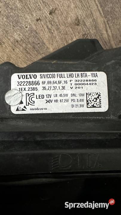 LEWA LAMPA PRZÓD FULL LED REFLEKTOR VOLVO S60 Gorzów Wielkopolski