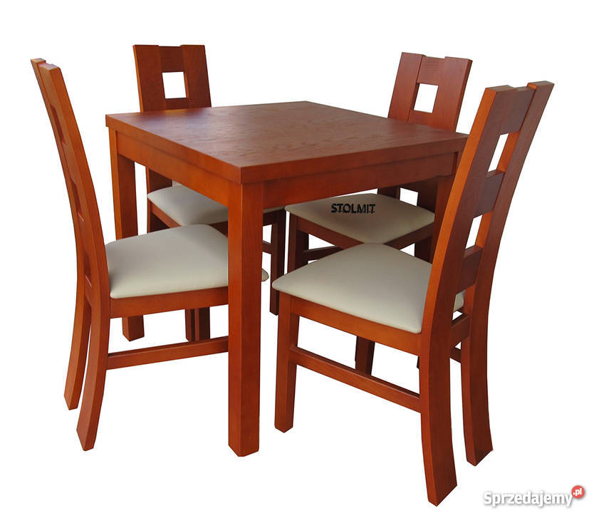 Kwadratowy stół rozkładany do 180 lub 190 z 4 krzesłami