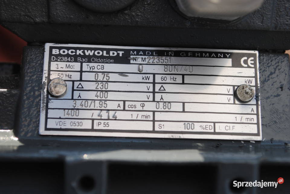 Motoreduktor 075kw 414obrmin Firmy BOCKWOLD Kargowa
