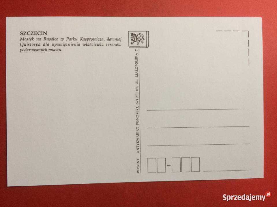 834 Reprint Widokówka Mostek Na Rusałce Szczecin