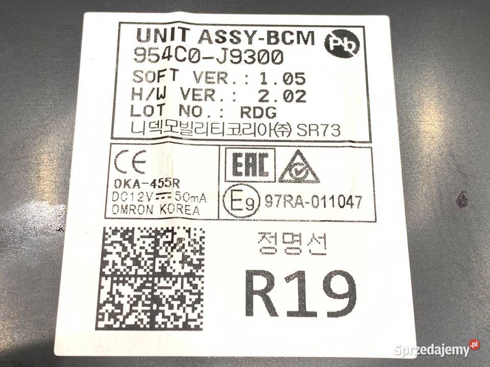 MODUŁ KOMFORTU HYUNDAI KONA 954C0J9300 Crossover osobowe sprzedam