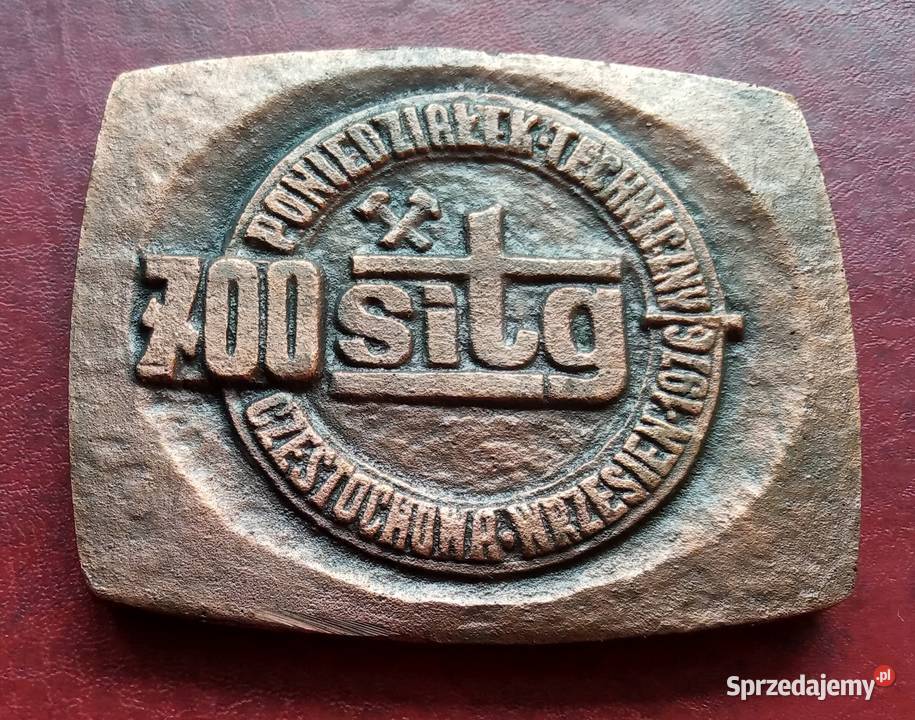Medalplakieta 1976r i dwa piny z lat 70tych śląskie Częstochowa