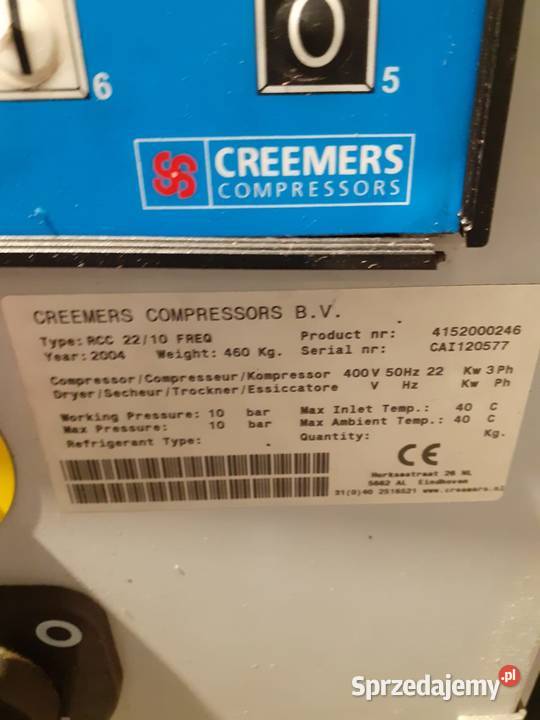 Sprężarka śrubowa CREEMERS RCC 2210 Atlas Copco Wilków