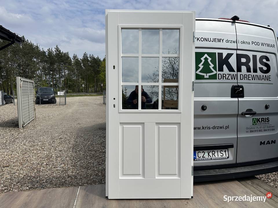 Drzwi zewnętrzne drewniane białe ANGIELSKIE