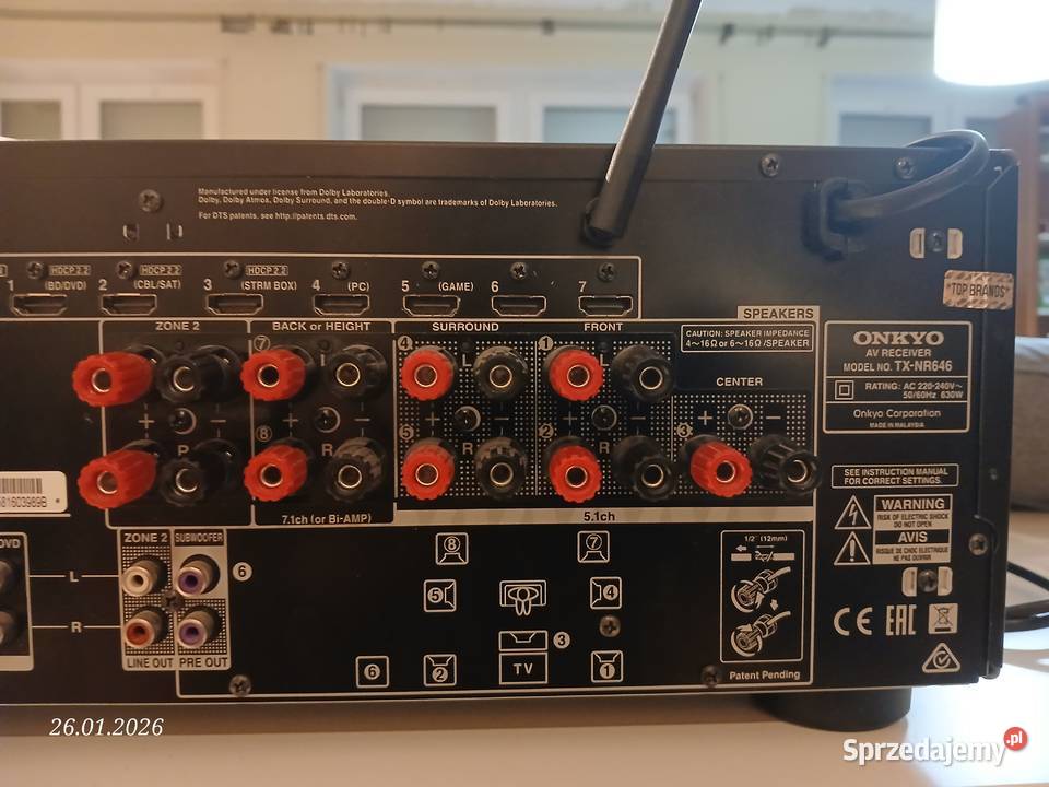 Amplituner kina domowego Onkyo TX646 72 Dolby Gorzów Wielkopolski