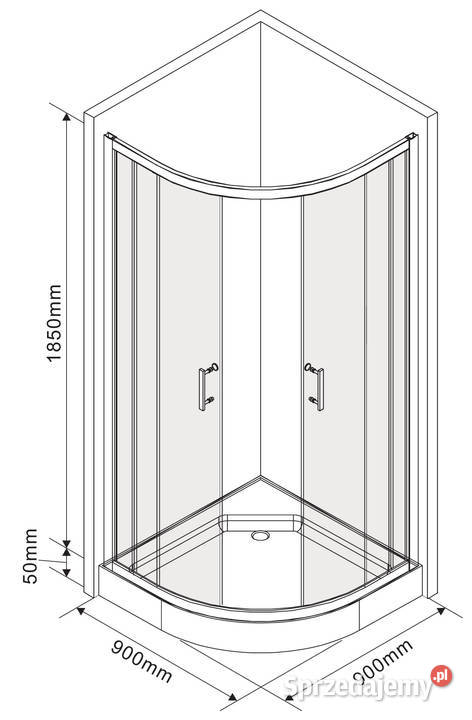 Kabina prysznicowa półokrągła szprosy czarna 80 Łódź