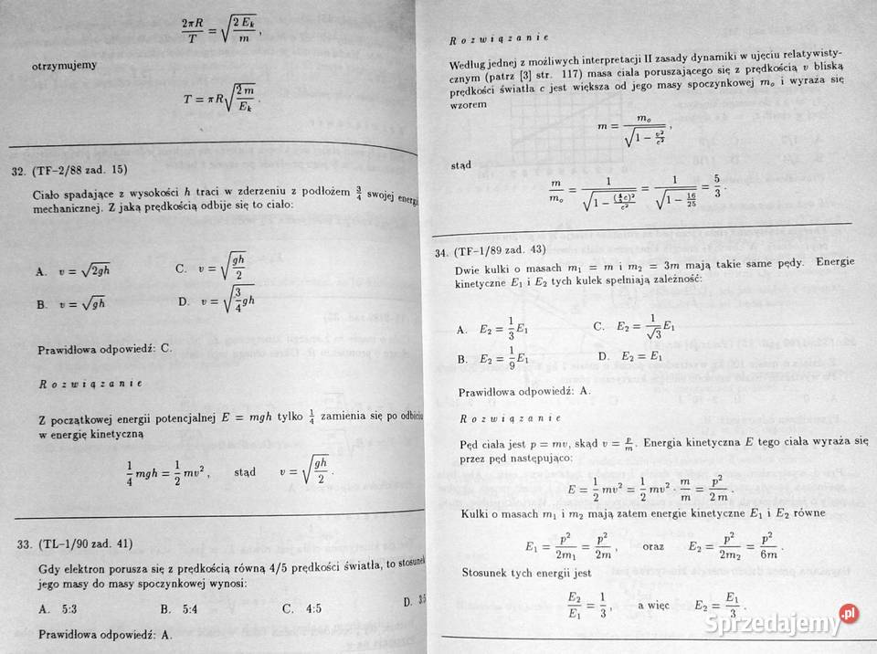 Rozwiązania testów z fizyki 19881990 Barbara Chełm