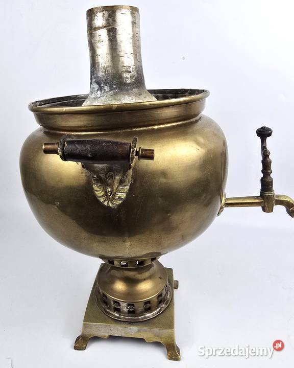Samowar mosiężny z tacą płukalnicą i mazowieckie Bronisze sprzedam