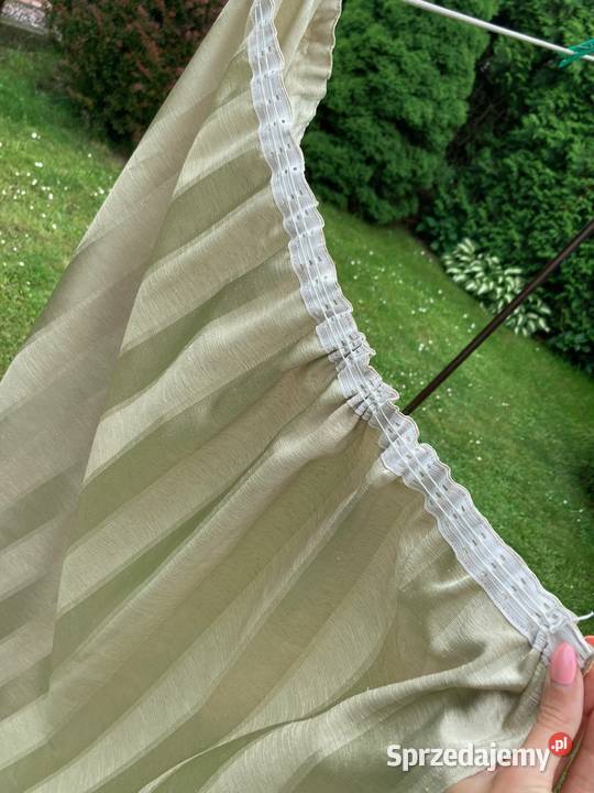 Oliwkowe połyskujące zasłony pasy dwie sztuki podkarpackie