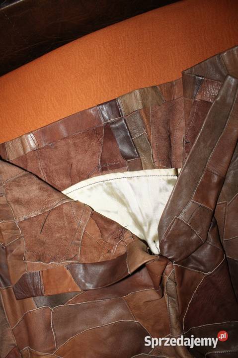 Damska skórzana spódnica Stan Lata 90 brązowy/beżowy Spódnice i sukienki Chorzów