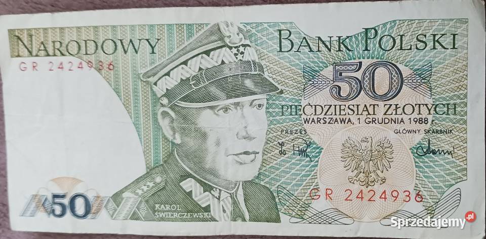 50 złotych 1 XII 1988 r seria GR Konin