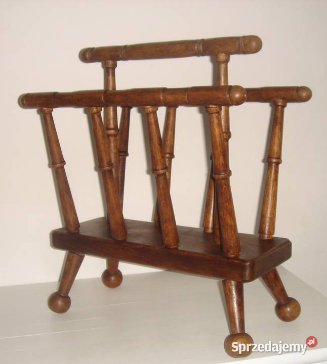 Stary dębowy gazeciak stojak na gazety Łódź