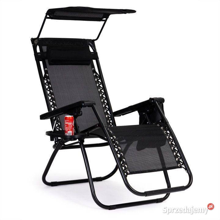 Leżak ogrodowy z daszkiem składany regulowany Meble ogrodowe Bielsk Podlaski