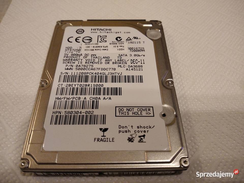 Dysk twardy Hitachi 500GB SATA II 25