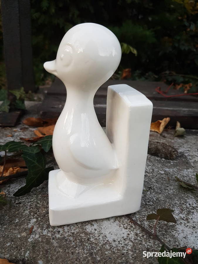 Kaczka porcelanowa podpórka książek Myszków