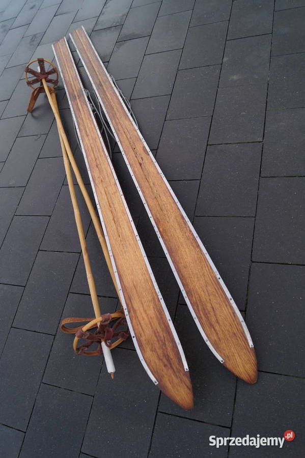 Stare narty bukowe hikorowe 163 kijki Pruchnik