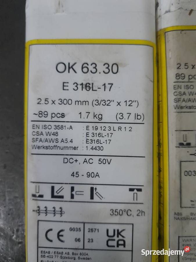 Elektroda Do Nierdzewki OK 6330 E 316L17 ESAB Fi Damasławek