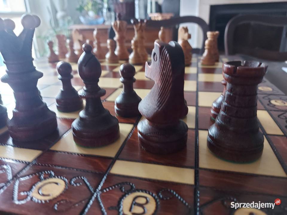 duże drewniane szachy 54x54
