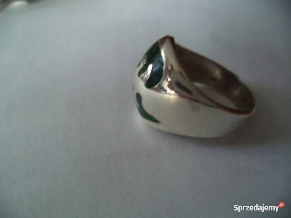 Sygnet srebrny z malachitem Myszyniec sprzedam