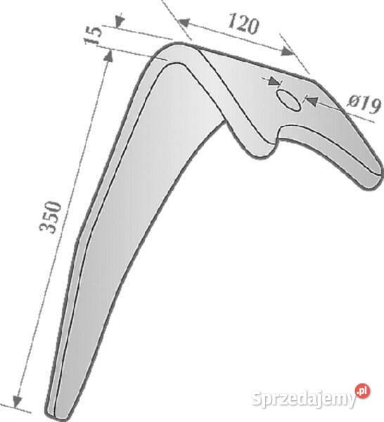 Ząb brony aktywnej prawy L330 mm pasujący do małopolskie sprzedam