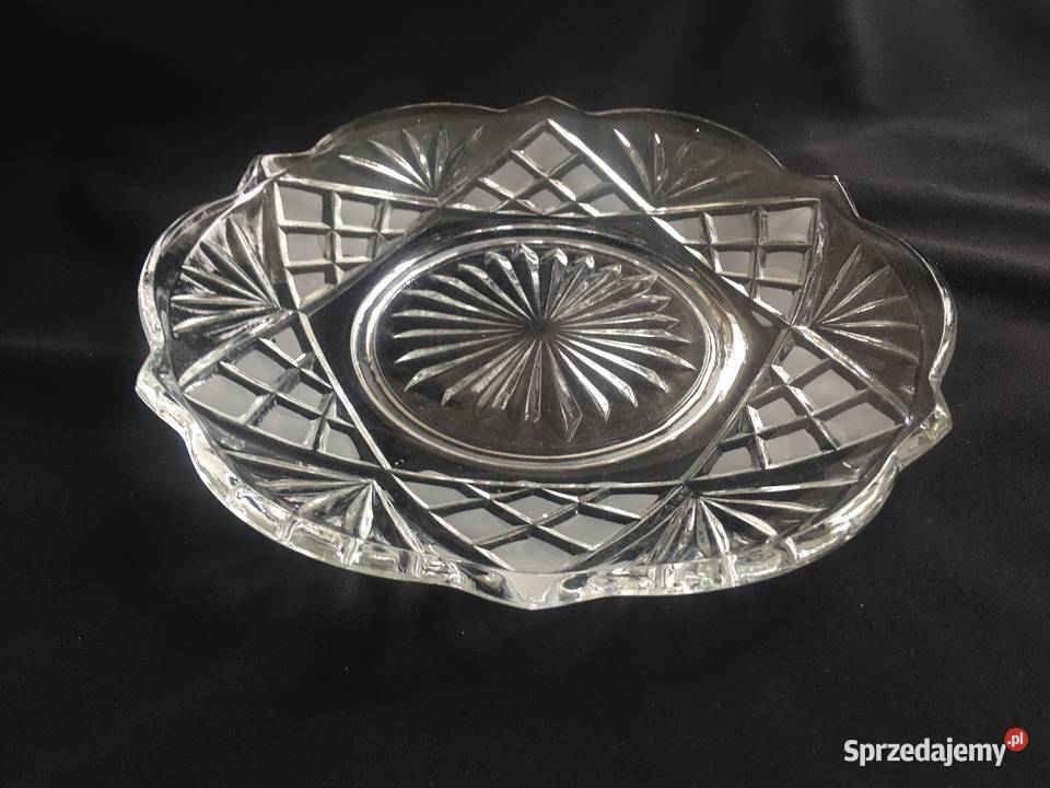 PRL Hortensja stara patera talerz matowe szkło Kołobrzeg