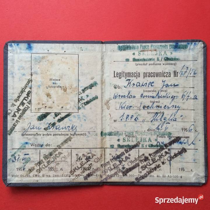 1922 Legitymacja Pracownicza Krawiec Antykwariat Szczecin