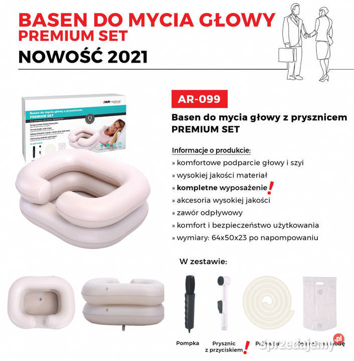 Basen dmuchany do mycia głowy w łóżku z Zdrowie i Uroda świętokrzyskie Kielce