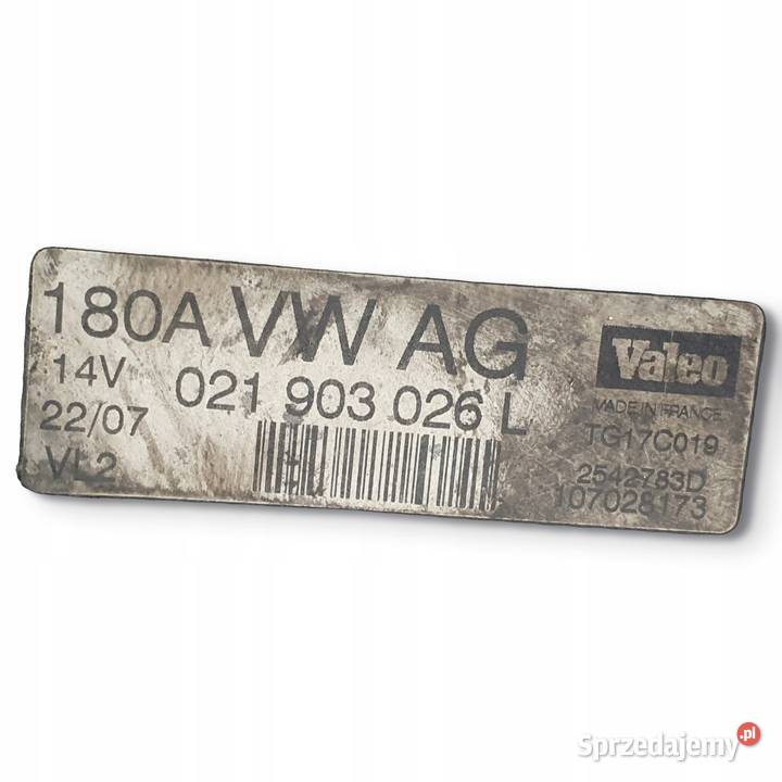 ALTERNATOR VW Passat B6 20 TDI 180A 021903026L osobowe Układ elektryczny silnika lubelskie sprzedam