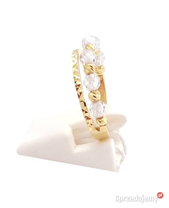 Pierścionek r10 Złoty pr333 Modern kwarc biały złote Poznań