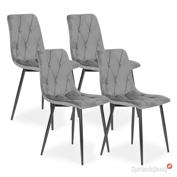 Komplet 4 krzeseł krzesło pikowane welurowe do Smogorzów