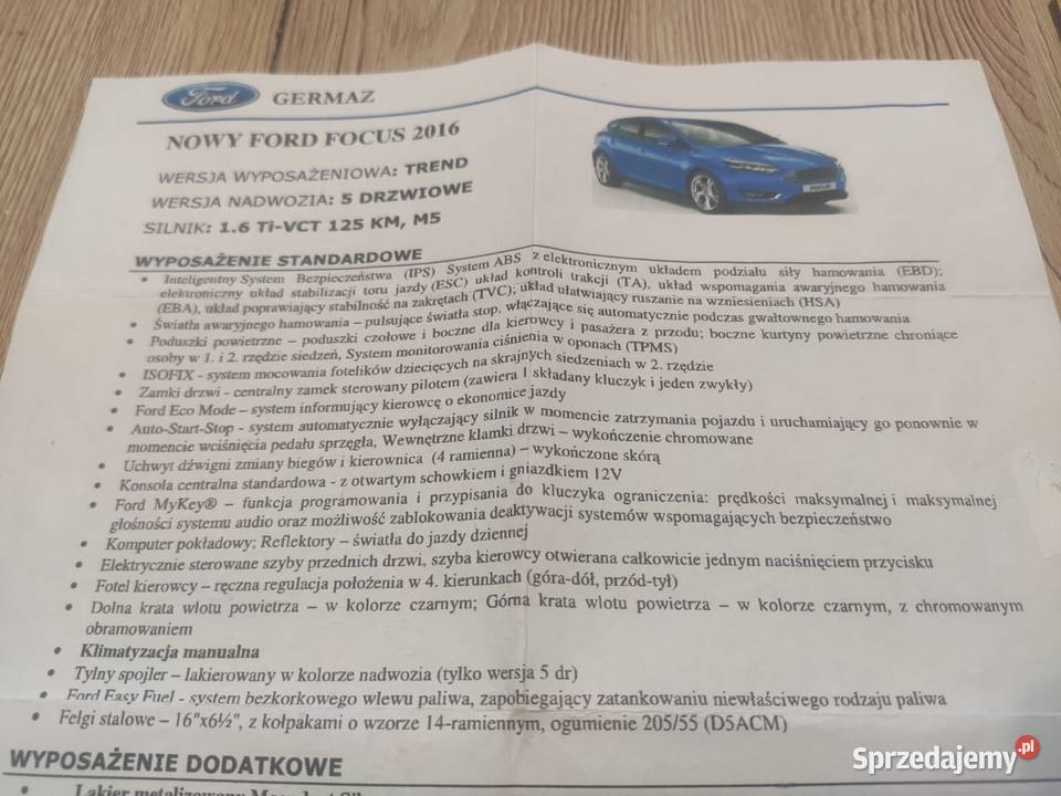 Ford Focus 16 benzyna 2016 Starosiedle