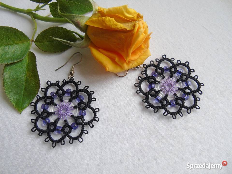 Kolczyki frywolitkowe Wiśniowa