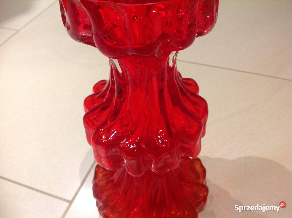 Czerwony Wazon INGRID GLASS Szkło Kryształowe Nowa Sól