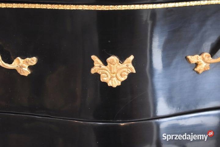 Królewska Czarna Komoda Vintage Szafa Złote małopolskie Kraków