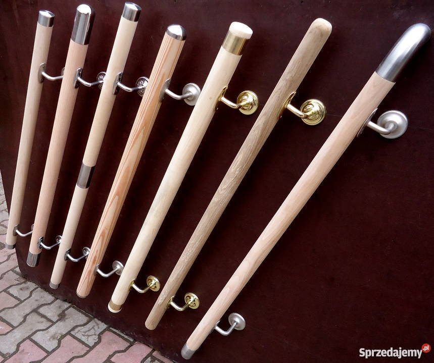 Poręcz drewniana okrągła Pochwyt złoto Lubań