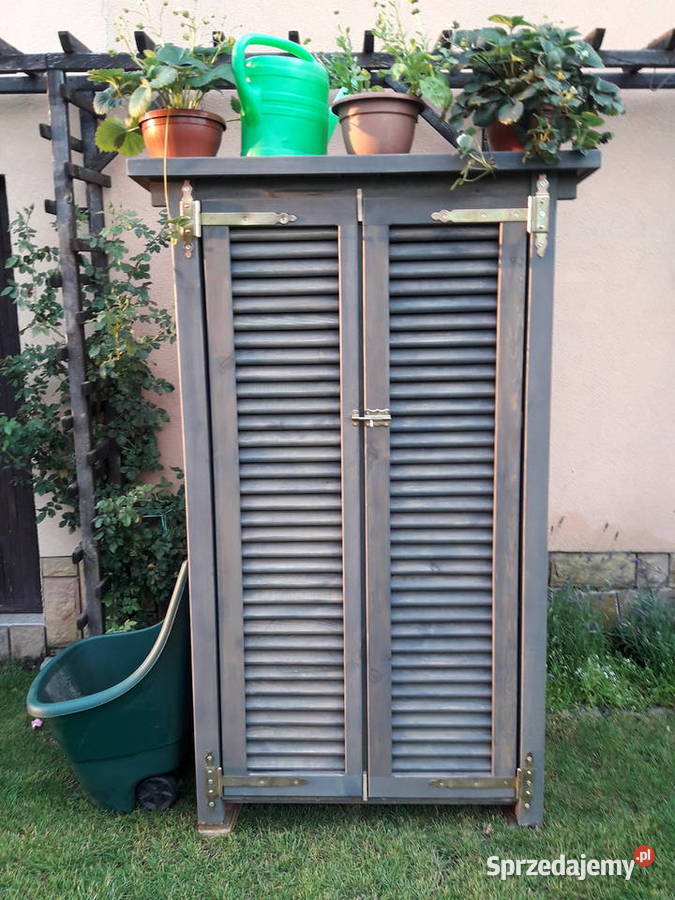 Szafa ogrodowa drewniana drzwi dwuskrzydłowe śląskie Kalety