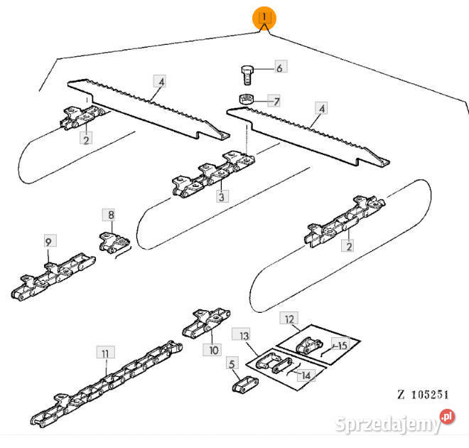 AZ24239 Łańcuch Podajnika Pochyłego Kombajnów dolnośląskie Kłodzko