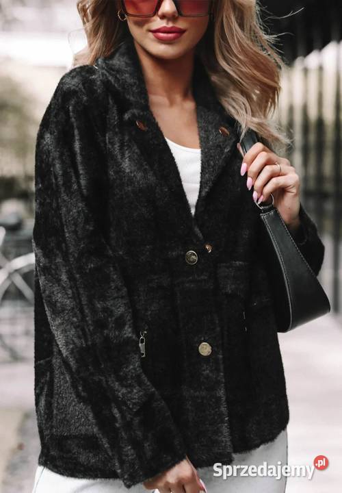 Krótki Płaszcz Alpaka Comely Czarny Nowy Kawęczyn