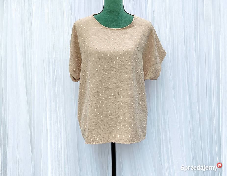 Prosta beżowa bluzka XL 42 XXL 44 top pudełkowa sprzedam