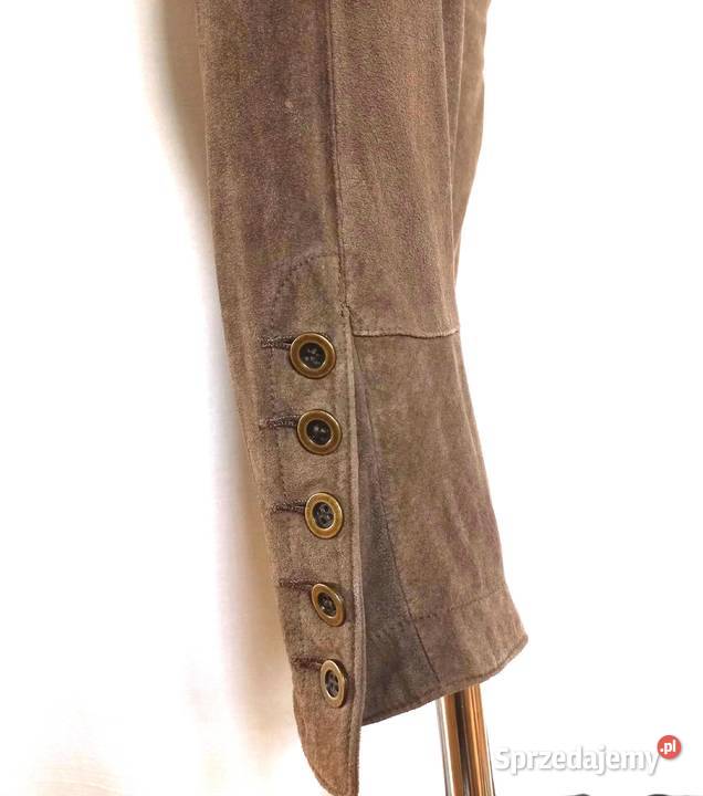 Spodnie brąz Kolano Capri Rybaczki SKÓRA r 3638 Białystok sprzedam