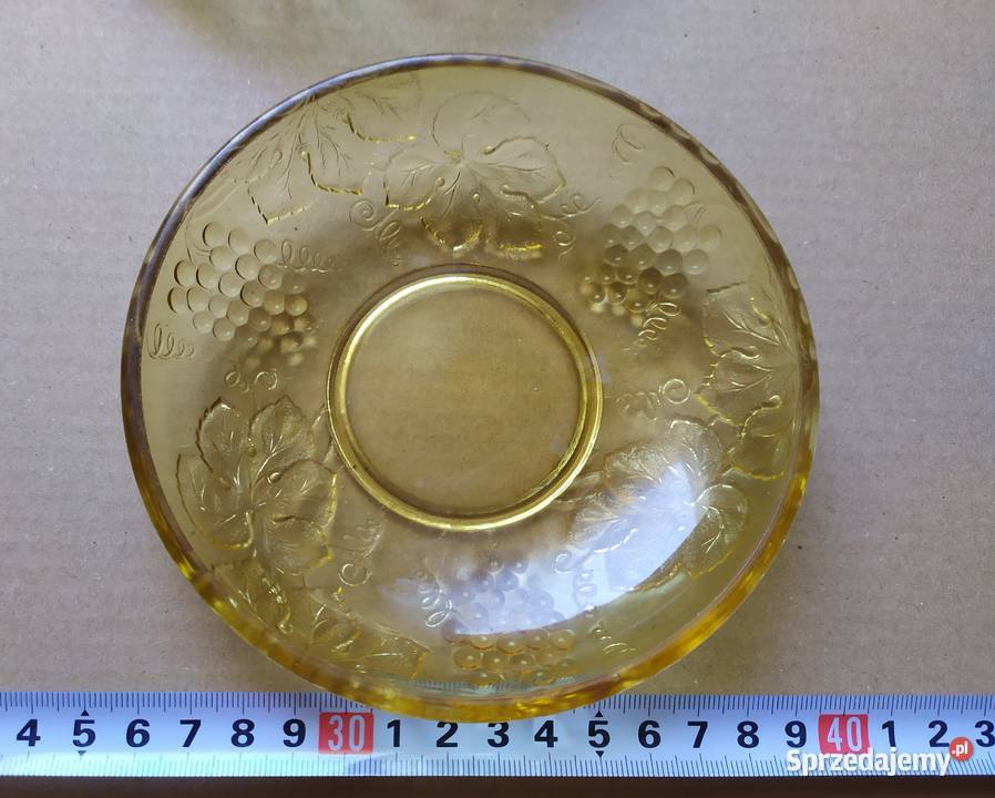 497 TALERZE małe szklane 4 sztuki pomarańczowe