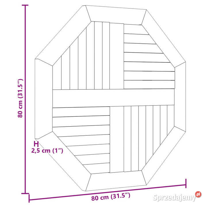 Blat do stolika 80x80x25 ośmiokątny lite drewno Warszawa