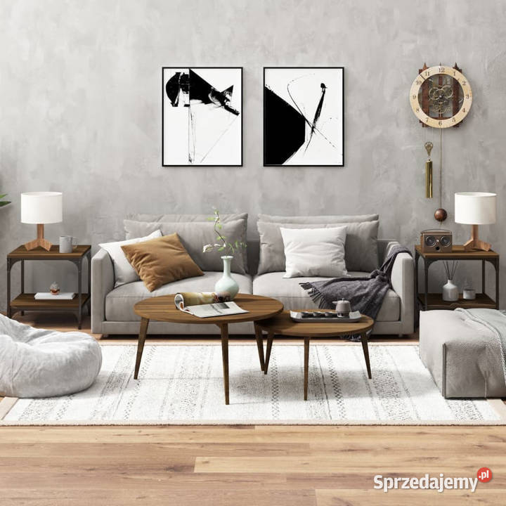 Stoliki boczne 2 brązowy dąb 40x40x40 WM819386 Stoły