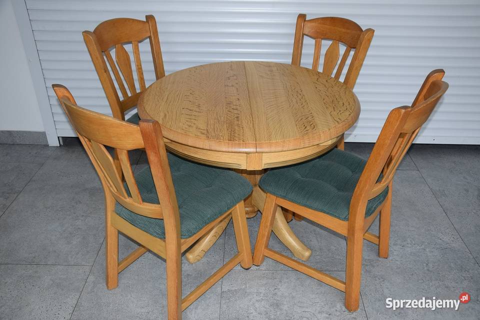 stół rozkładany i 4 krzesła komplet z drewna Olsztyn sprzedam