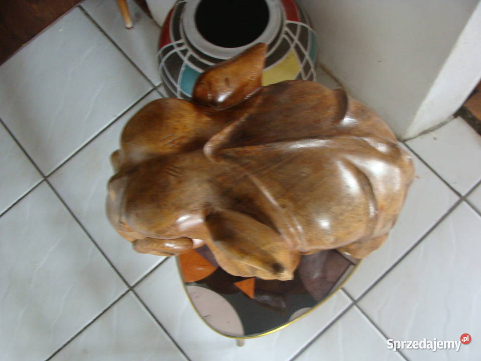 Rzeźba Figurka SŁOŃ Drewno Rękodzieło 35x34 Wrocław