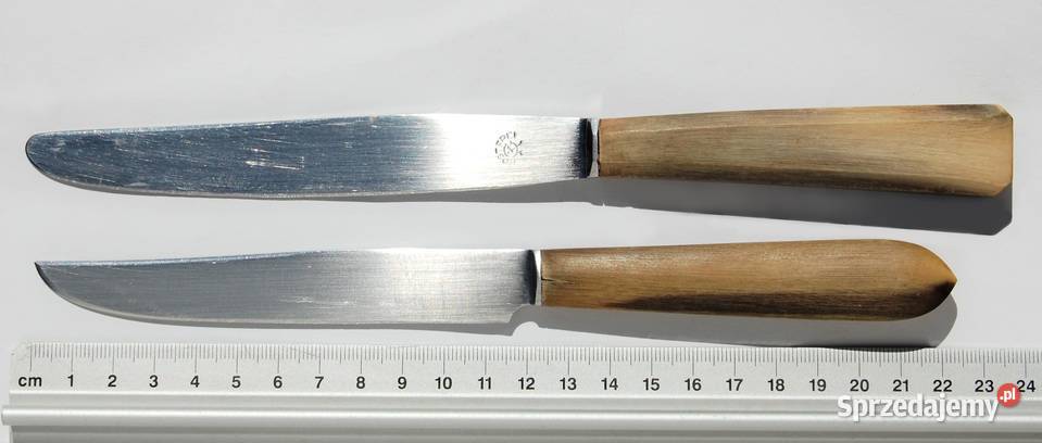 Nóż stołowy rękojeść z rogu art deco Szwajcaria Lublin