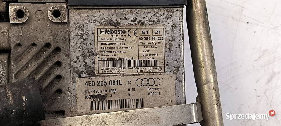 WEBASTO AUDI A8 D3 4E0265335 Pozostałe Lipno sprzedam